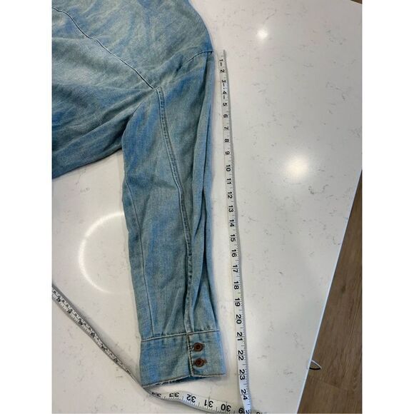 One teaspoon distressed denim chambray blue oversized button up shirt tunic s - Picture 9 of 12
